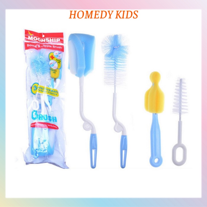 Bộ Cọ Vệ Sinh Bình Sữa Núm Ti 4 Chi Tiết Tiện Lợi MB31 Homedy Kids