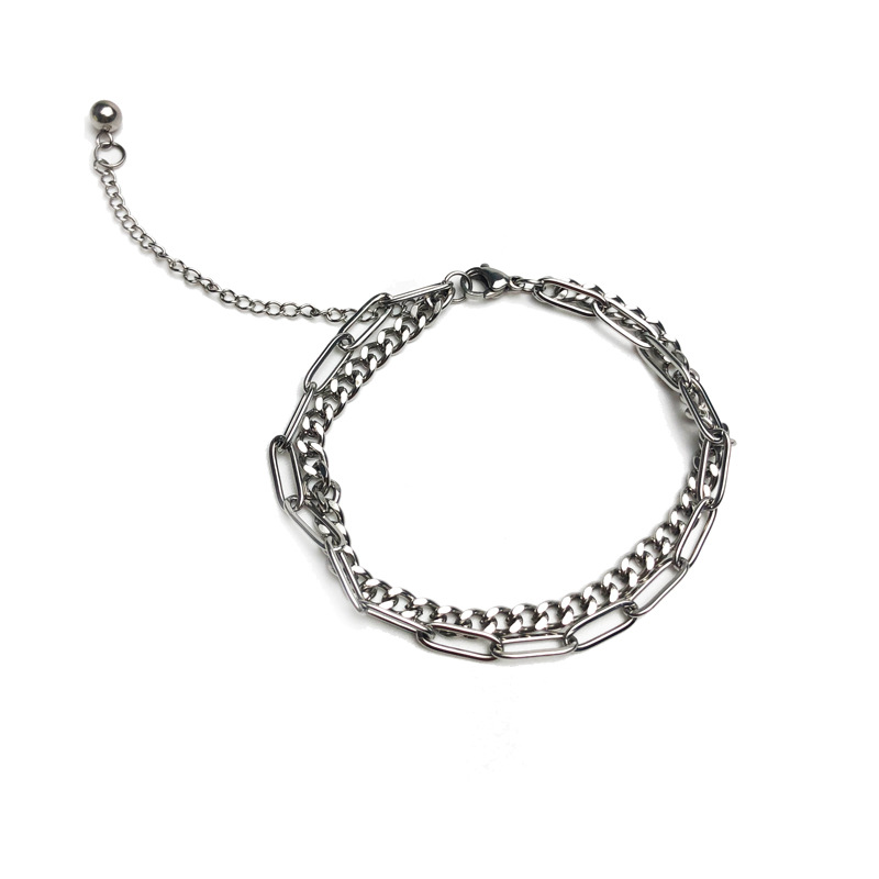 Vòng tay chất liệu inox phong cách hip hop Hàn Quốc không gỉ không phai không dị ứng cho unisex