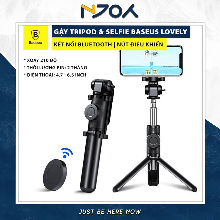 GẬY TRIPOD 3 CHÂN BASEUS LOVELY KẾT NỐI BLUETOOTH CAO 72CM CHỐNG RUNG LẮC REMOTE ĐIỀU KHIỂN TỪ XA DÀNH CHO ĐIỆN THOẠI