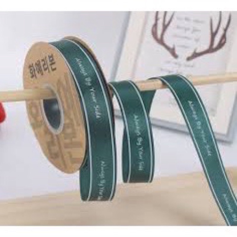 Cuộn duy băng in chữ Tiếng Anh 2,5cm dài 45m-phụ kiện làm hoa,