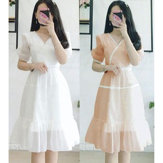 Đầm dự tiệc phối viền ren sang trọng - nhiều size form dáng chuẩn, dễ mặc dự tiệc, công sở hoặc du lịch đẹp