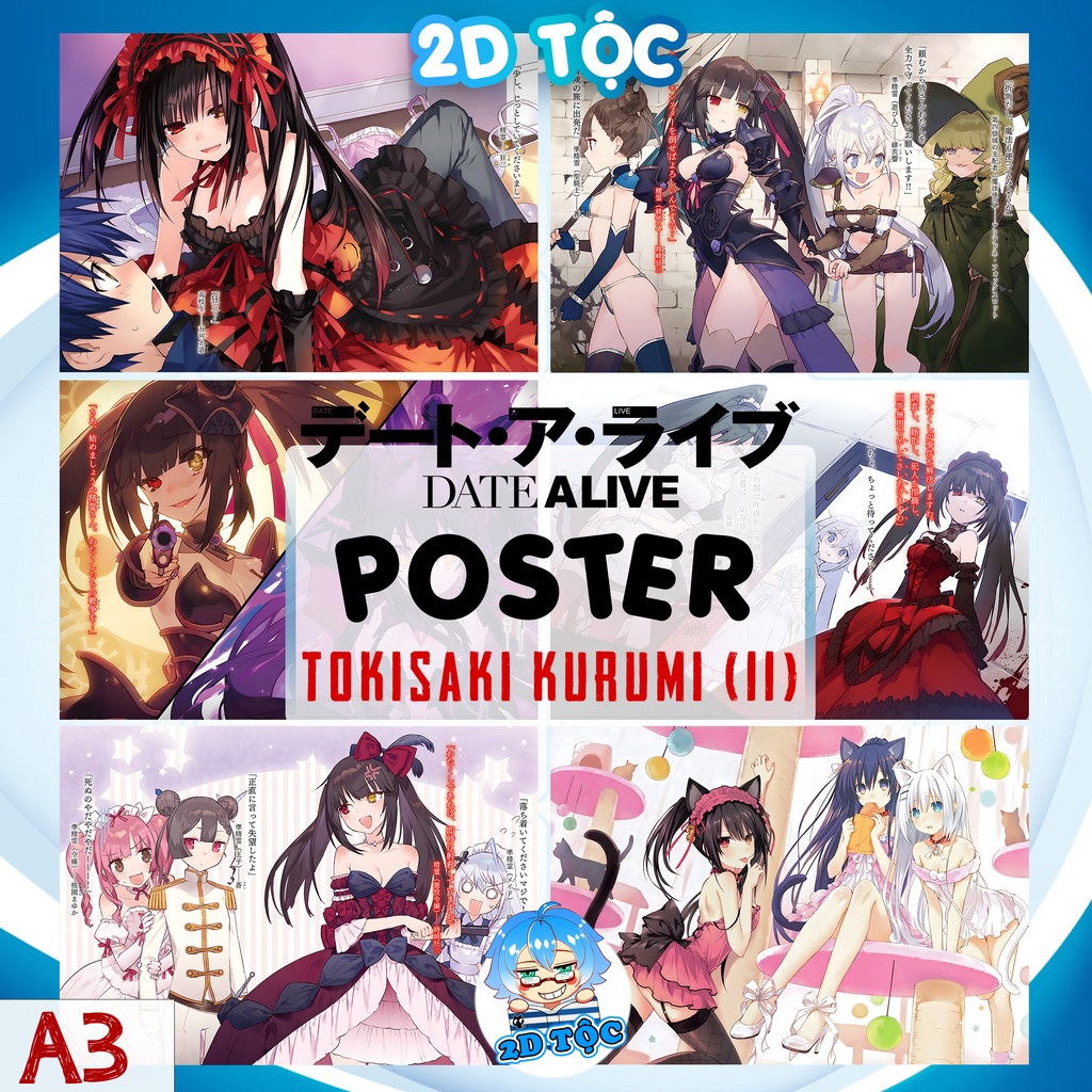 TRANH POSTER A3 TOKISAKI KURUMI (11) ANIME MANGA DATE A LIVE CHẤT LIỆU GIẤY CAO CẤP - 2D TỘC SHOP