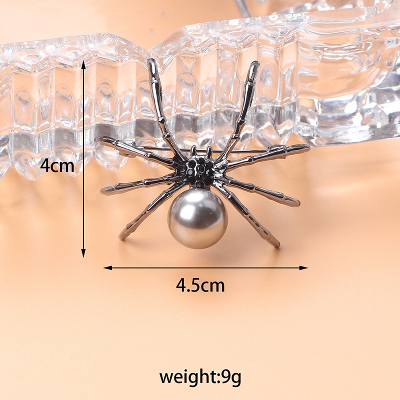 Ghim Cài Áo Hình Nhện Đen Đính Ngọc Trai Thời Trang Hàn Quốc