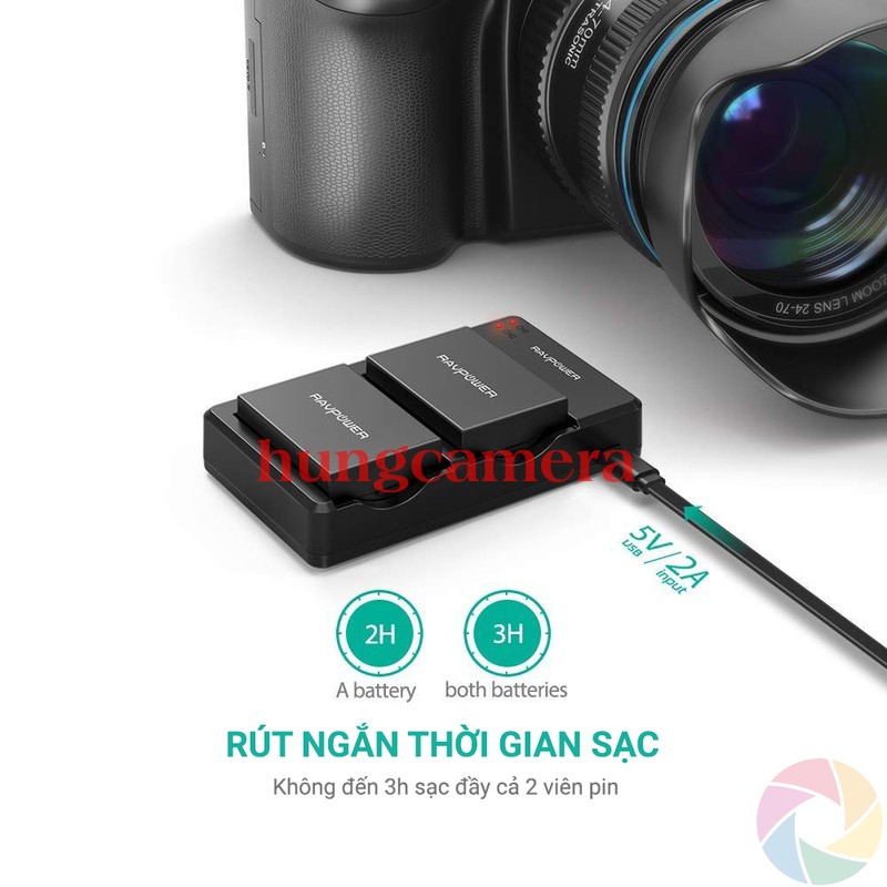 Bộ Pin Sạc đôi RAVPower Canon LP-E8 Cho Canon 700D, 650D, 600D...