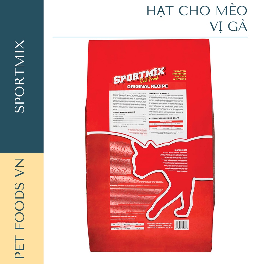 [Mã 55FMCGSALE1 giảm 10% tối đa 40K đơn 250K] Hạt cho mèo SPORTMIX Original Recipe 1kg vị Gà