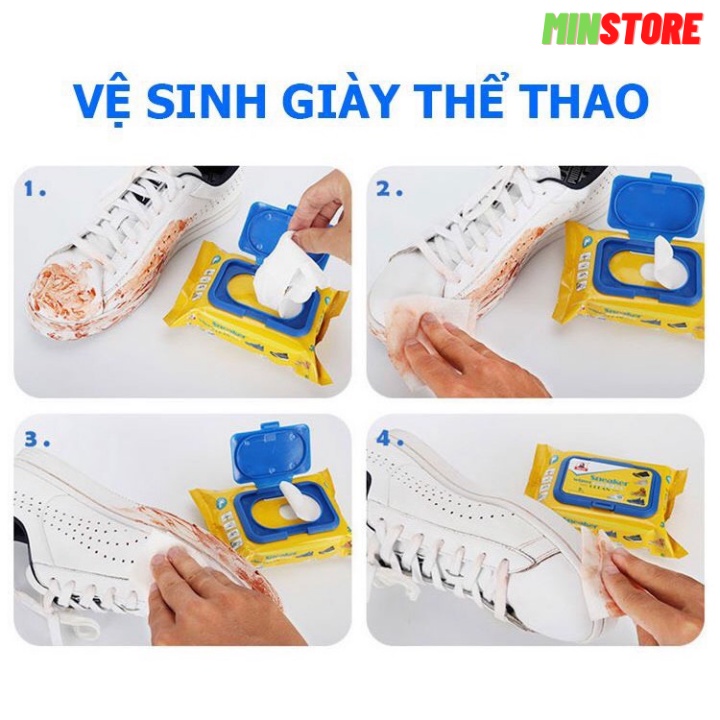 Khăn lau giày dép - Giấy lau giày tiện lợi Sneaker Wipes gói 30 cái -M03