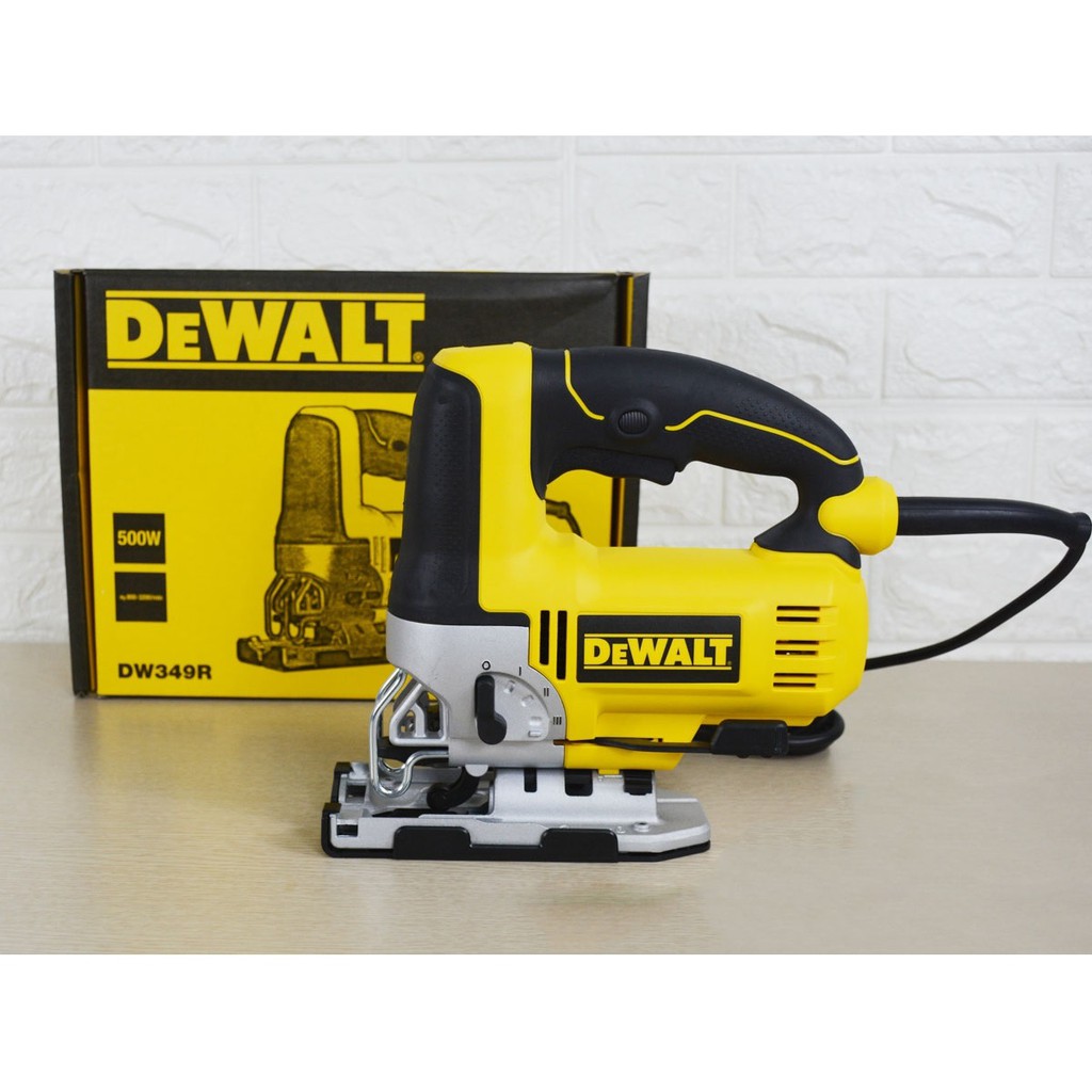 DeWalt DW349R Máy cưa lọng cầm tay 500W , cưa gỗ và cưa thép, điều chỉnh góc nghiêng 15º, 30º, 45º