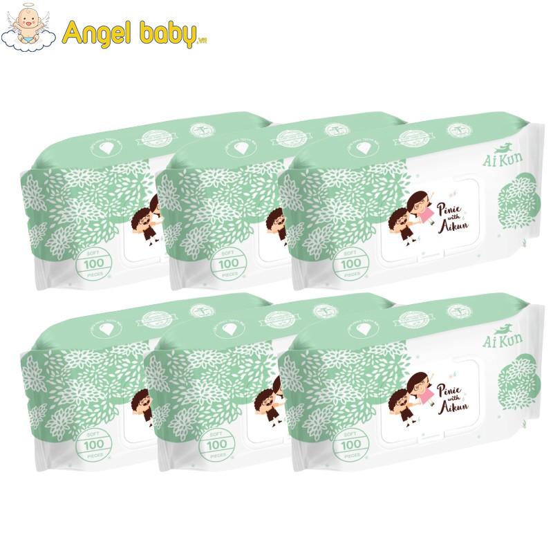 Combo 10 gói khăn ướt Aikun không mùi 100 tờ (Giao màu ngẫu nhiên)