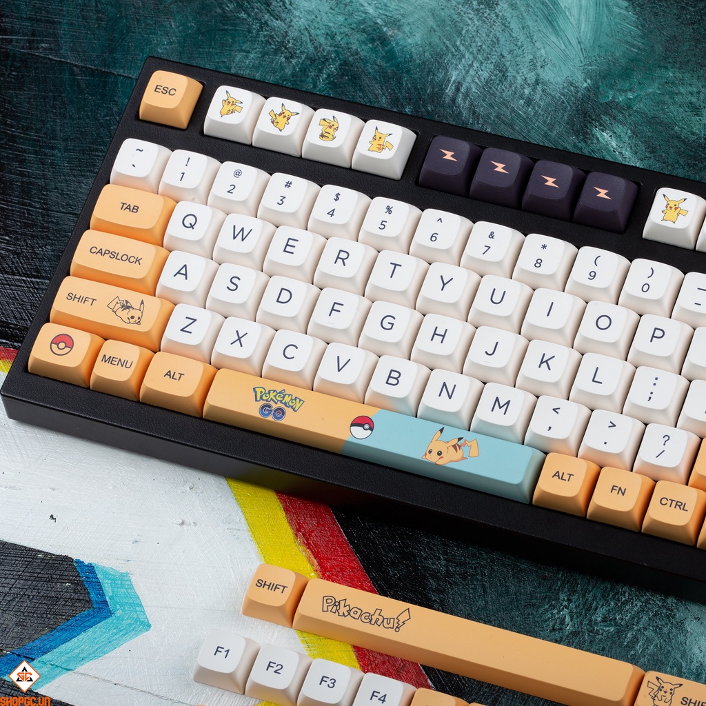 [Mã 153ELSALE2 giảm 7% đơn 300K] Keycap Pikachu XDA 136 nút bàn phím cơ Thick PBT