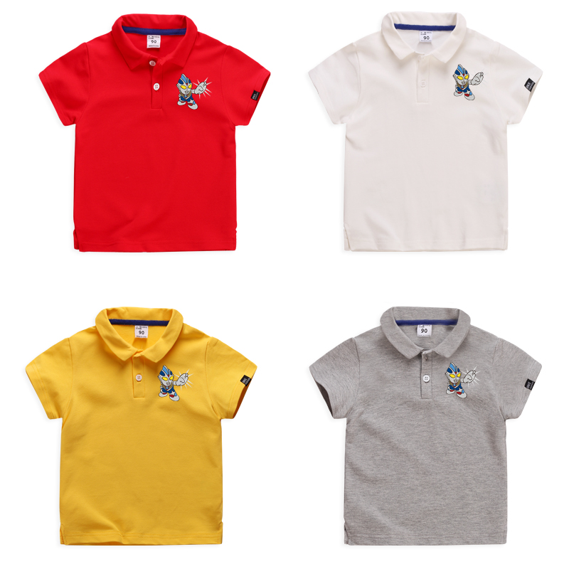 Áo Thun Polo Tay Ngắn In Chữ Ultraman 5 Màu 100% Cotton Cho Bé