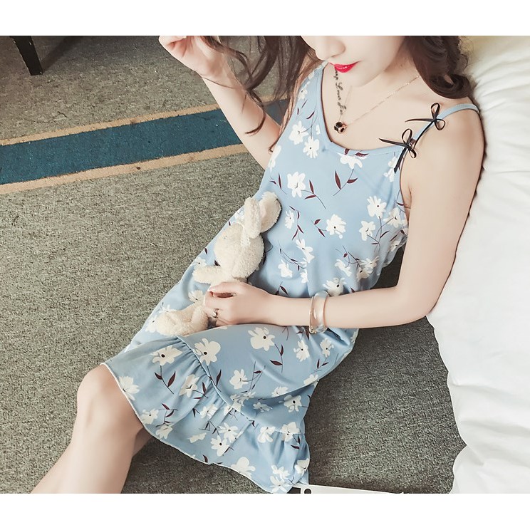 VÁY NGỦ 2 DÂY SEXY cotton SIÊU QUYẾN RŨ ,Váy ngủ 2 dây chất lụa siêu dễ thương - Tặng kèm bịt mắt | BigBuy360 - bigbuy360.vn