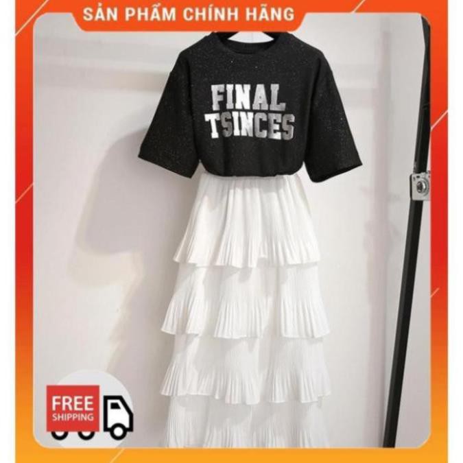 Chân Váy Xếp Li 4 Tầng Dáng Dài Cạp Cao hàng quảng châu. | BigBuy360 - bigbuy360.vn