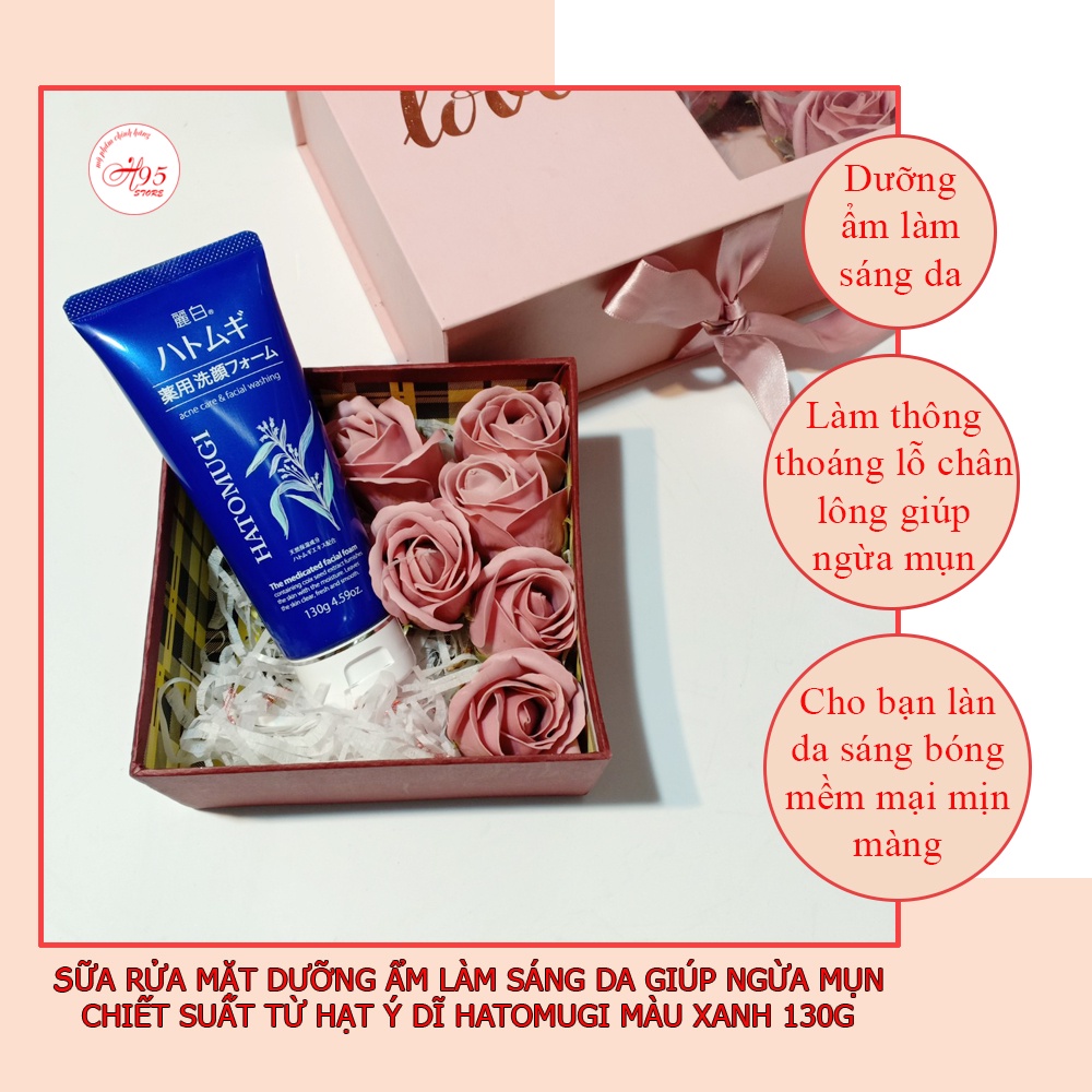 Sữa rửa mặt trắng da ngừa mụn hạt Ý Dĩ Hatomugi Nhật Bản 130G
