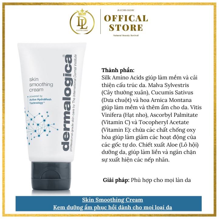 Kem dưỡng ẩm dành cho mọi loại da Dermalogica Skin Smoothing Cream 15ml - 50ml -100ml