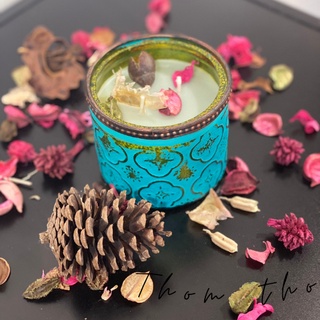 Thơm tho - Nến thơm Spice Chai Blue Glass 12oz nến thơm handmade không khói an toàn, giúp thư giãn, khử mùi.