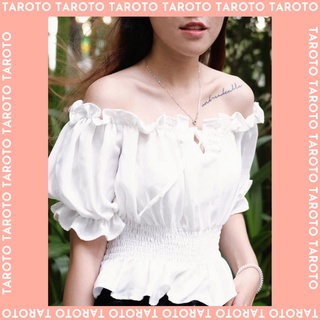 Áo trắng trễ vai eo bo chun