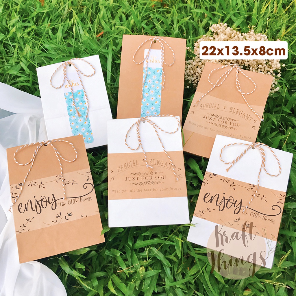 Túi đựng quà kraft mini, túi giấy đựng bánh kẹo, mỹ phẩm vintage T01