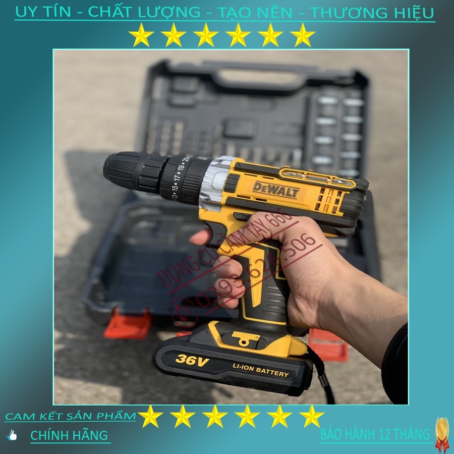 Máy khoan pin Dewalt 36V, khoan tường khoan bê tông,khoan sắt 3 chức năng lõi đồng dễ dàng sử dụng cho còn việc gia đình