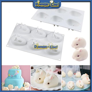 Khuôn Silicon Socola 3D 6 Hình Thỏ Ngộ Nghĩnh
