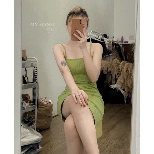 Đầm hai dây nữ len gân cao cấp , đầm body hai dây ôm tôn dáng hàng loại 1 - 25 store