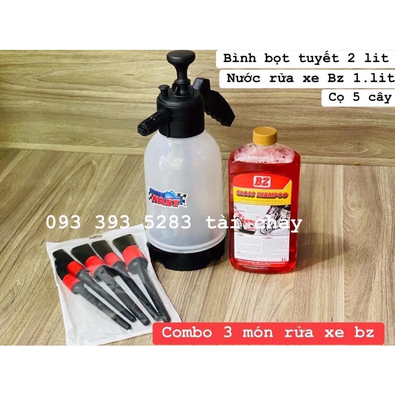 COMBO 3 MÓN RỬA XE BZ( BÌNH TẠO TUYẾT + NƯỚC RỪA XE BZ + CỌ 5 CÂY )