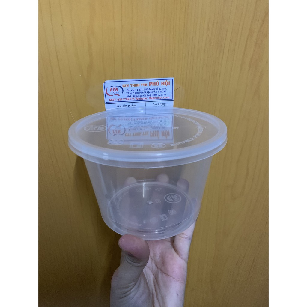 100 Hộp nhựa tròn PP 600ml đựng cháo súp