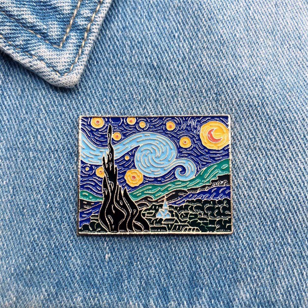 Ghim Cài Áo Hình Tranh Sơn Dầu Van Gogh Độc Đáo