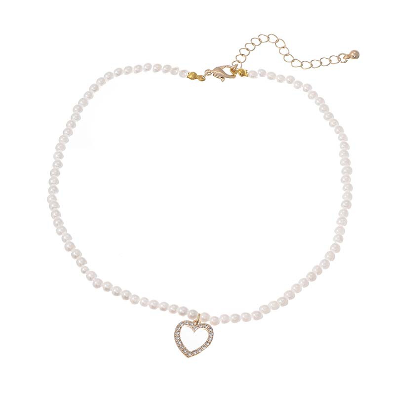 Dây Chuyền Đính Đá Ngọc Trai Hình Trái Tim Sang Trọng 19926