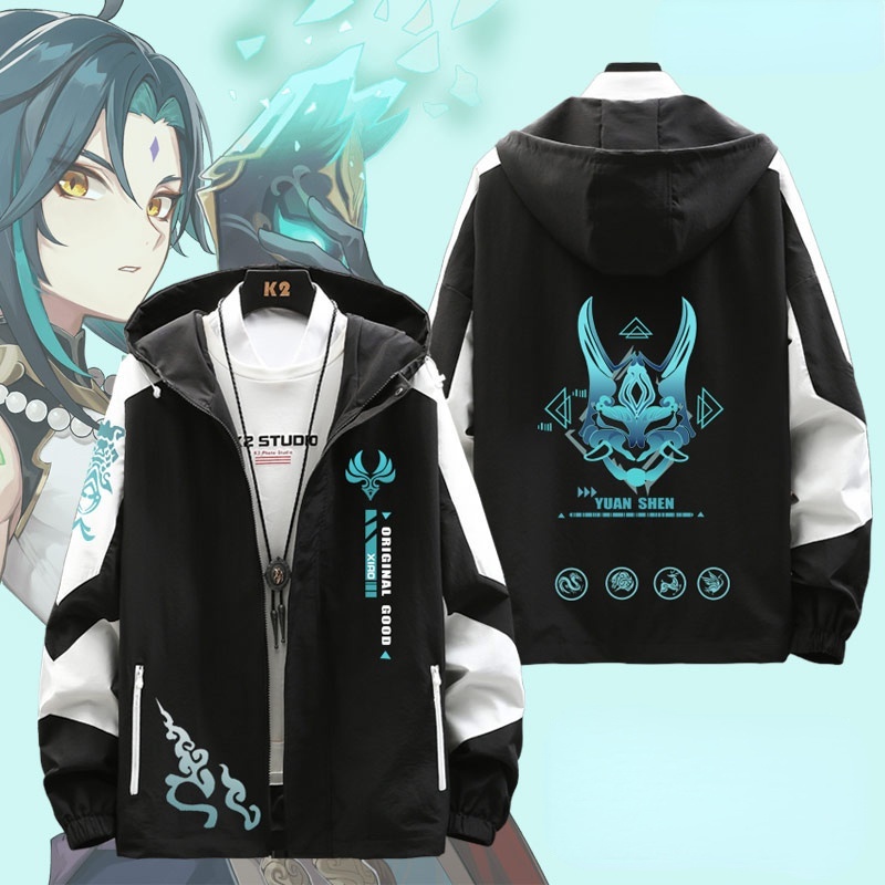 Xiao Áo khoác hoodie in họa tiết hoạt hình anime độc đáo thời trang cho cặp đôi
