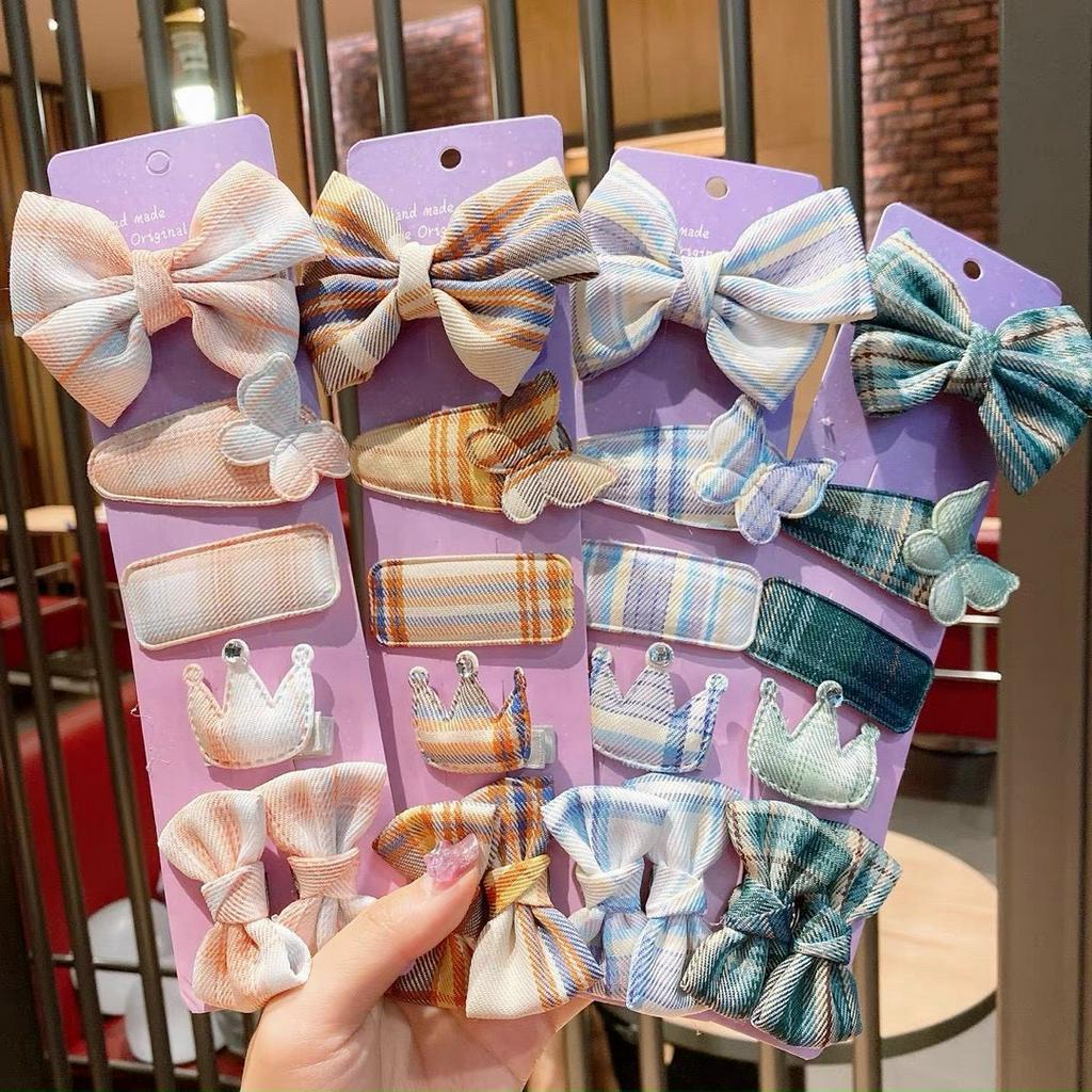 Set Nơ Carô 6 món gồm 4 kẹp và 2 cột
