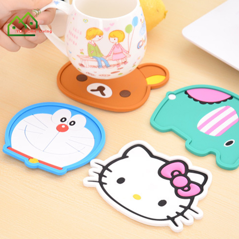 Lót ly bằng silicon cách nhiệt chống trượt kiểu dáng hoạt hình dễ thương