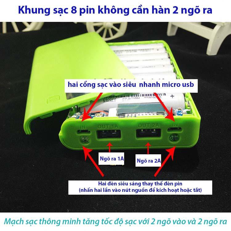 Vỏ sạc dự phòng 8 khe PIN 18650 ( chưa pin)