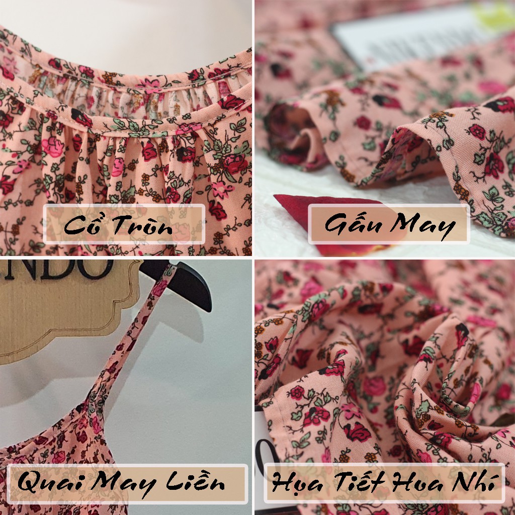 Xả Hàng Váy 2 Dây Hoa Nhí Vải Lanh Quai Buộc – Váy Lanh 2 Dây Dáng Xòe Nikendo VL1