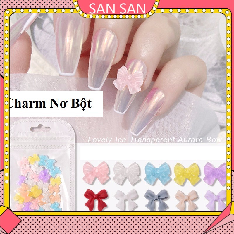Charm Nơ Bột Mix Màu Trang Trí Móng