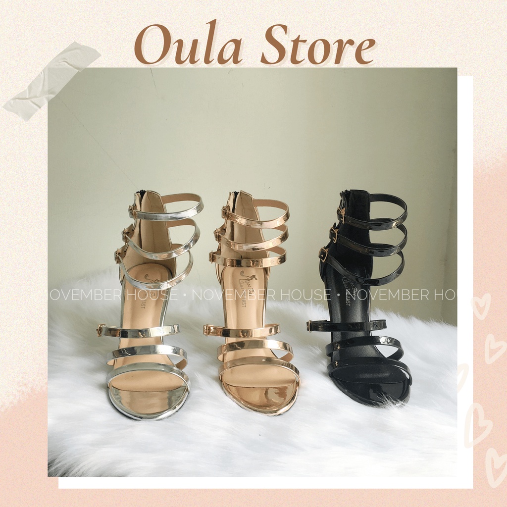 (ẢNH THẬT) Giày sandal chiến binh cao gót 4 khoá thời trang nữ, 3 màu sành điệu - SD4, November high heels