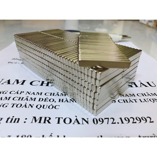 Nam châm 30x5x3 dạng chữ nhật N42 MẠ NIKEN (10 viên )