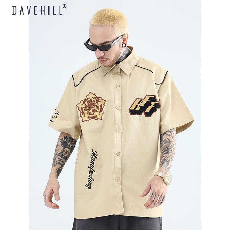 Áo Sơ Mi Tay Ngắn Thêu Họa Tiết Thời Trang Đường Phố Hip Hop Đường Phố Cổ Điển Cho Nam Và Nữ