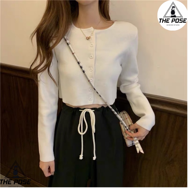 Áo Croptop Nữ YAN Cardigan Cài Cúc Tay Dài Ulzzang 2 Màu Cơ Bản  THE POSE