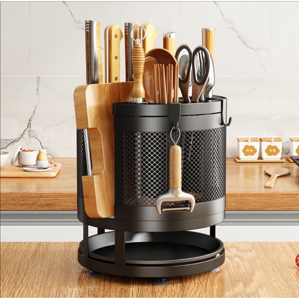 Kệ để đồ nhà bếp, xoay 360 độ, có khay đựng nước. Kích thước cao 25 cm, ĐK 23cm. Sắt sơn tĩnh điện cao cấp