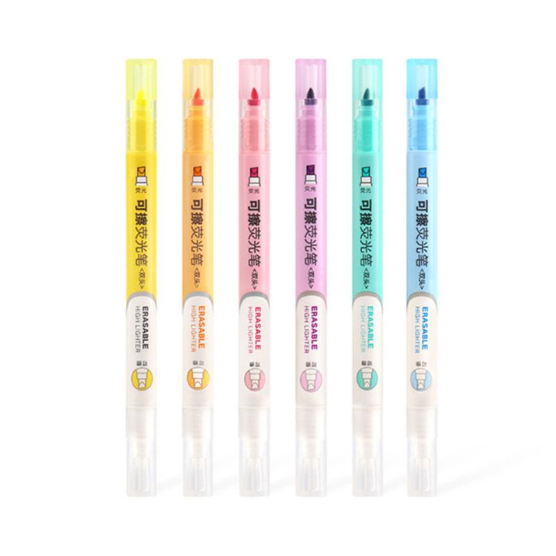 T07 6pcs Double Head Erasable Highlighter Pen Marker Pastel Liquid Chalk Fluorescent Drawing Stationery