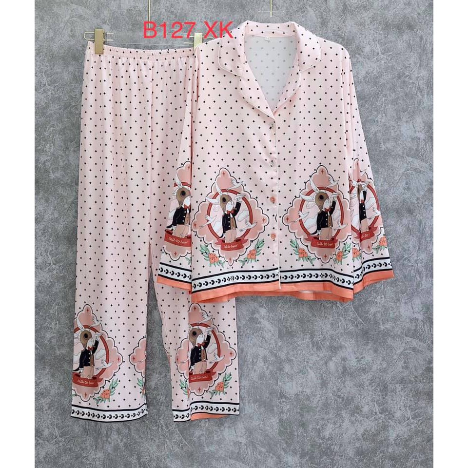 [Hàng Sẵn chuyên Sỉ] B127 bộ đồ ngủ pijama lụa QCCC , chất siêu siêu xinh ( shop về 2 màu ).