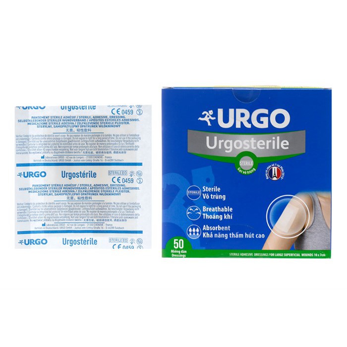 Băng cá nhân urgo stirile bản lớn 100x70mm có gạc vô trùng, dùng ngay cho vết thương lớn,vết phẫu thuật