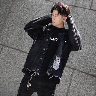 ÁO KHOÁC JEAN UNISEX NAM NỮ KÉO KHOÁ TAY