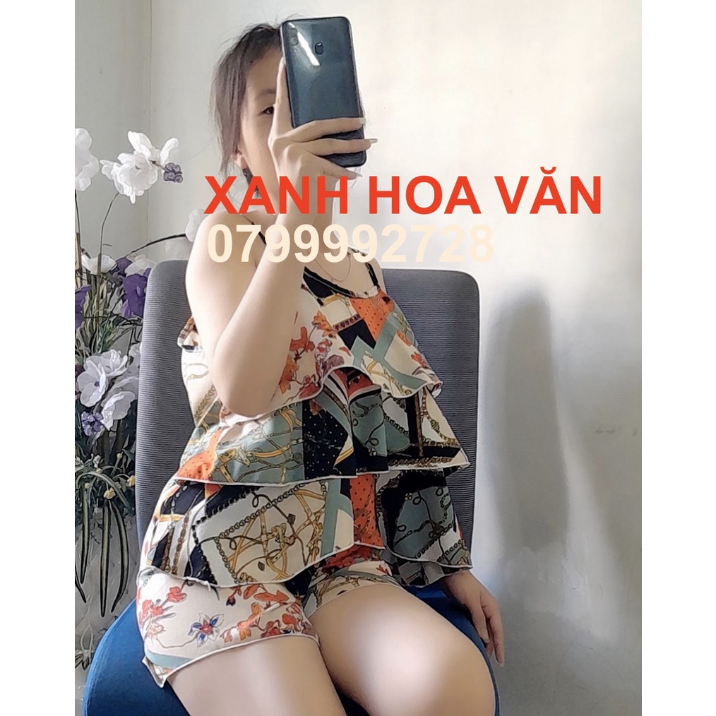 Đồ bộ 2 dây 3 tầng mặc nhà vải lụa mềm min mát