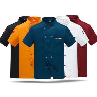 Unisex Nam Nữ Tay Ngắn Đen Trắng Đầu Bếp Jakcet Dịch Vụ Thực Phẩm Phục Vụ Nhà Bếp Làm Việc Đồng Phục