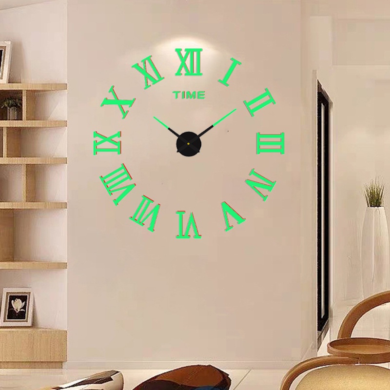 Đồng Hồ Dán Tường Dạ Quang 3D Trang Trí Nội Thất Độc Đáo Đẹp Mắt DIY