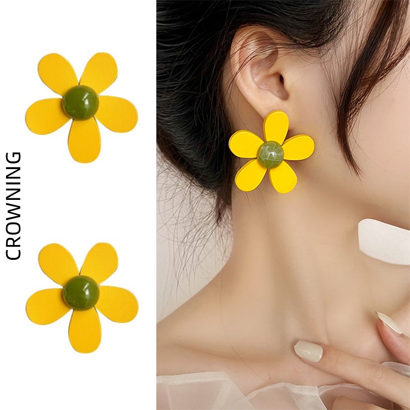 Khuyên Tai Hình Hoa Hướng Dương Bằng Gỗ Phong Cách Mới Hàn Quốc Cho Nữ F868