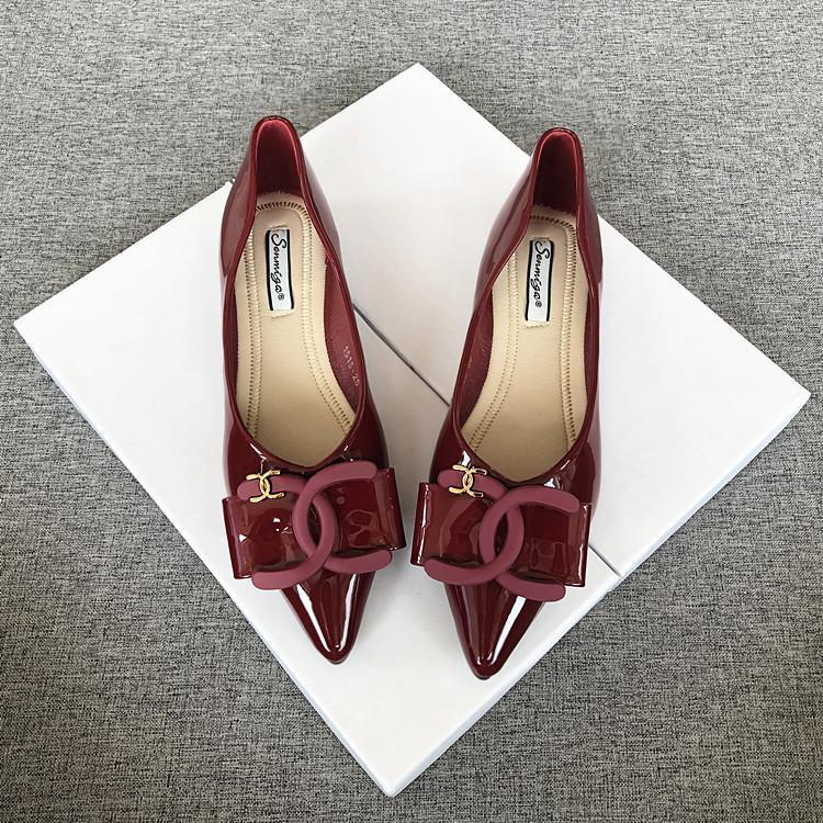 Giày Búp Bê Da Bóng Mũi Nhọn Đế Mềm Thoải Mái Thời Trang Xuân Thu 2022 Size 33-48