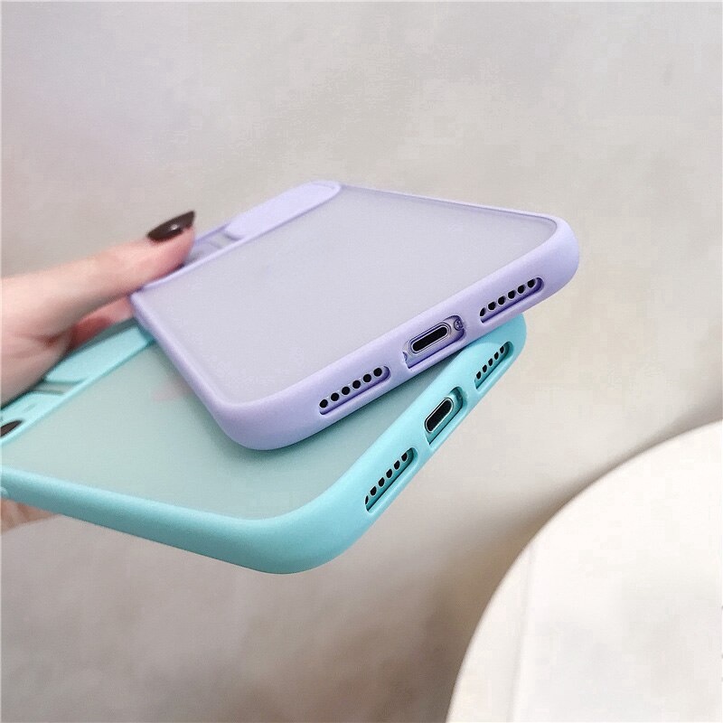 Ốp Điện Thoại Nhám Trong Suốt Màu Kẹo Bảo Vệ Camera Cho Iphone SE 2020 11 11Pro Max XR XS Max 8 7 6 6S Plus 11Pro