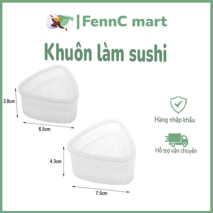 Bộ 2 khuôn làm sushi khuôn hình tam giác khuôn sushi tam giác FENNC